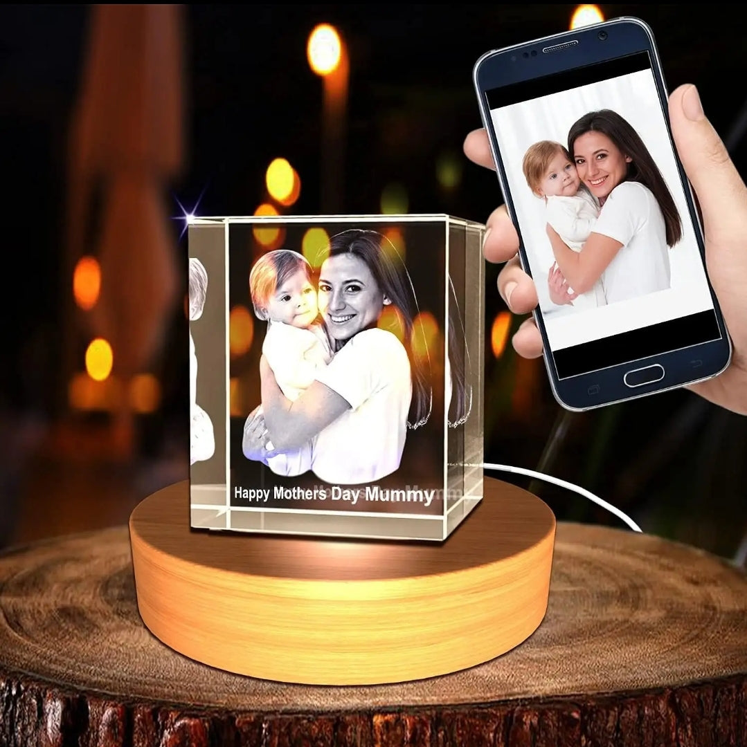 Shining Custom Crystal Cube Carving Photo Display for Valentine